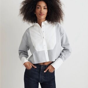 Madewell Oxford Cropped Tuxedo Shirt